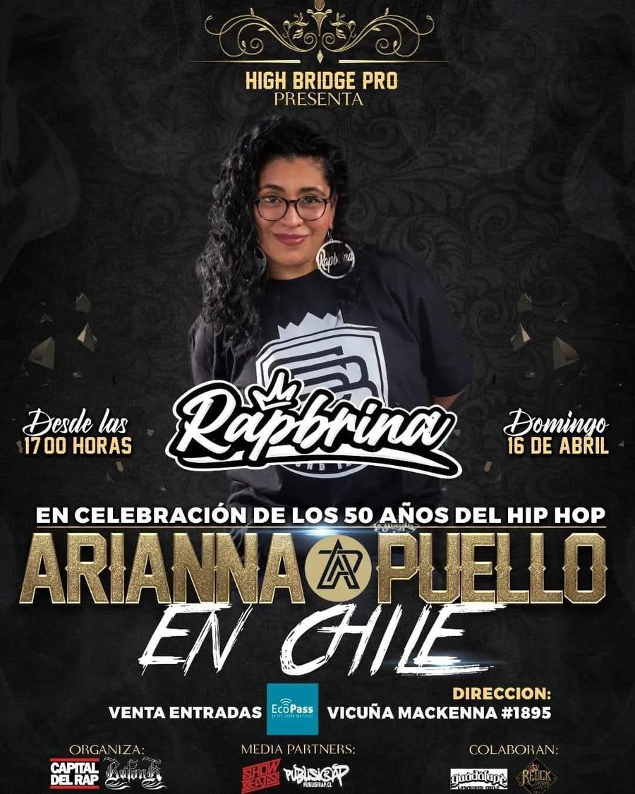 Flyer del show de Arianna Puello con Rapbrina